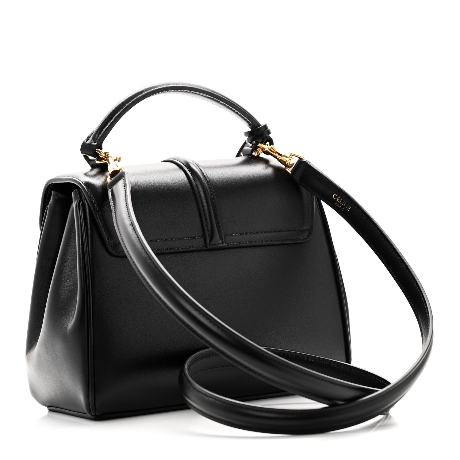 Celine Satinated Calfskin Mini 16 Top Handle Bag Black 3 of 9