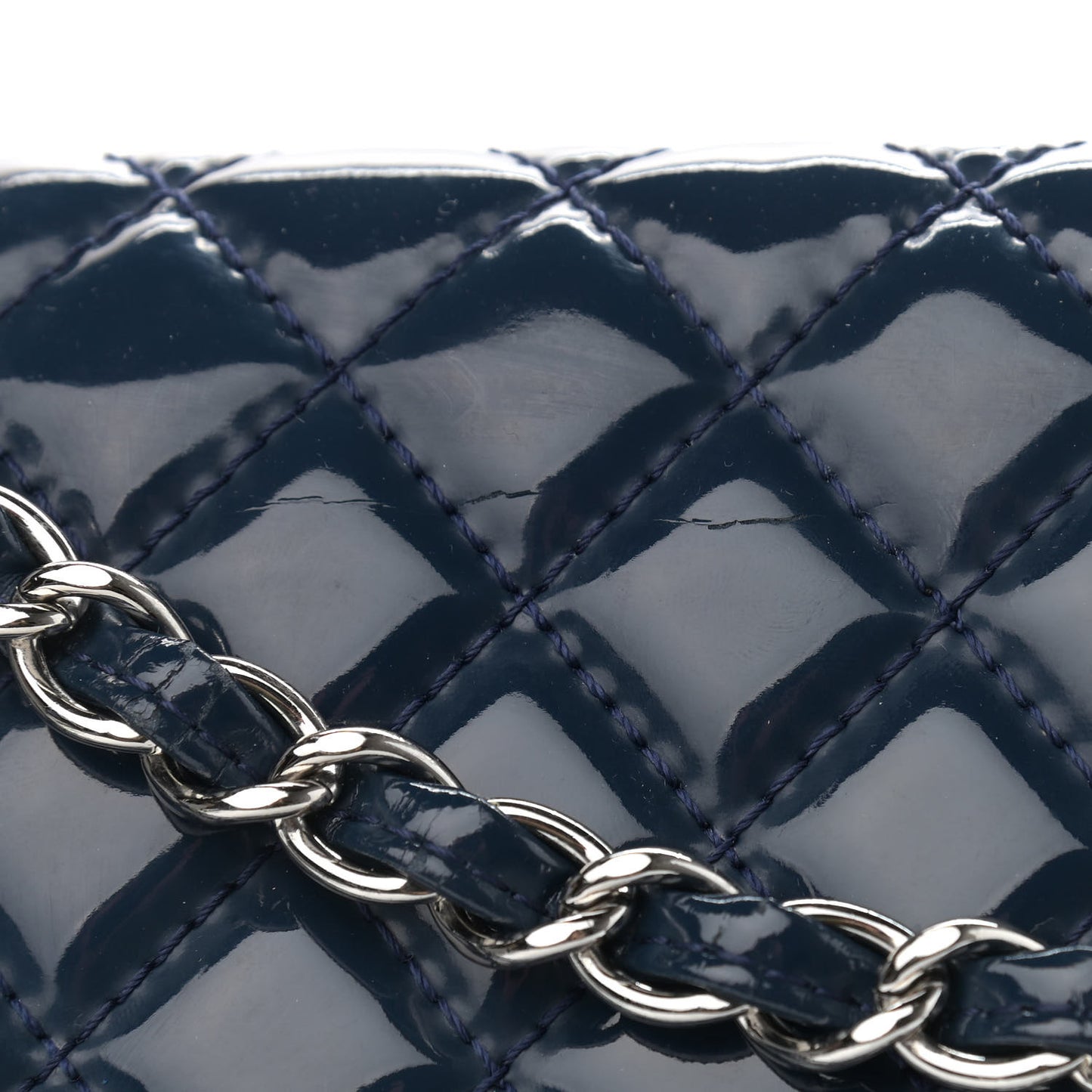 Vinyl Quilted In the Business Flap Bag Navy Blue