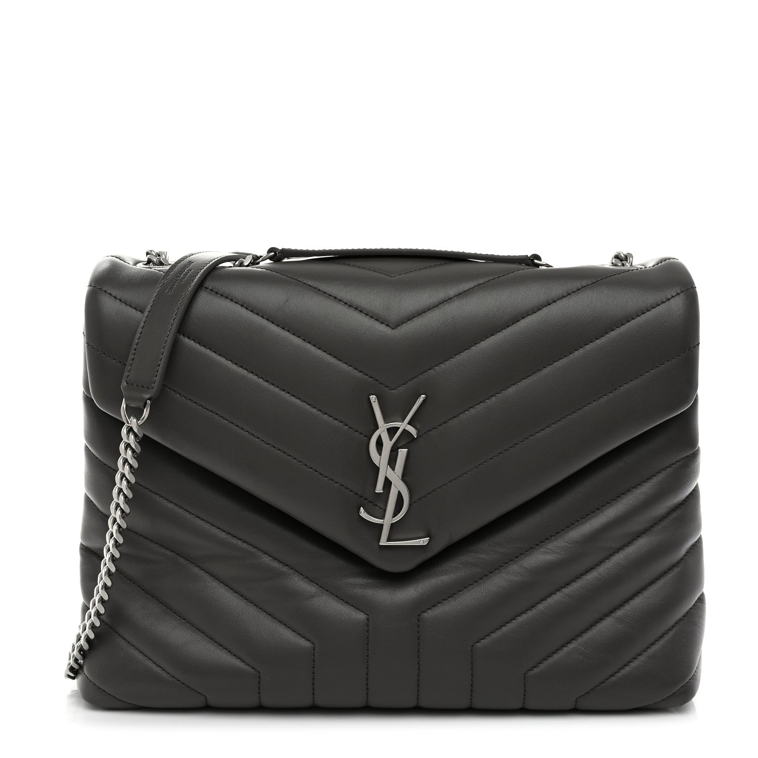 Saint Laurent Calfskin Y Quilted Monogram Medium Loulou Chain Satchel Earth 1 of 12