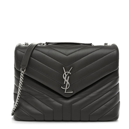 Saint Laurent Calfskin Y Quilted Monogram Medium Loulou Chain Satchel Earth 1 of 12