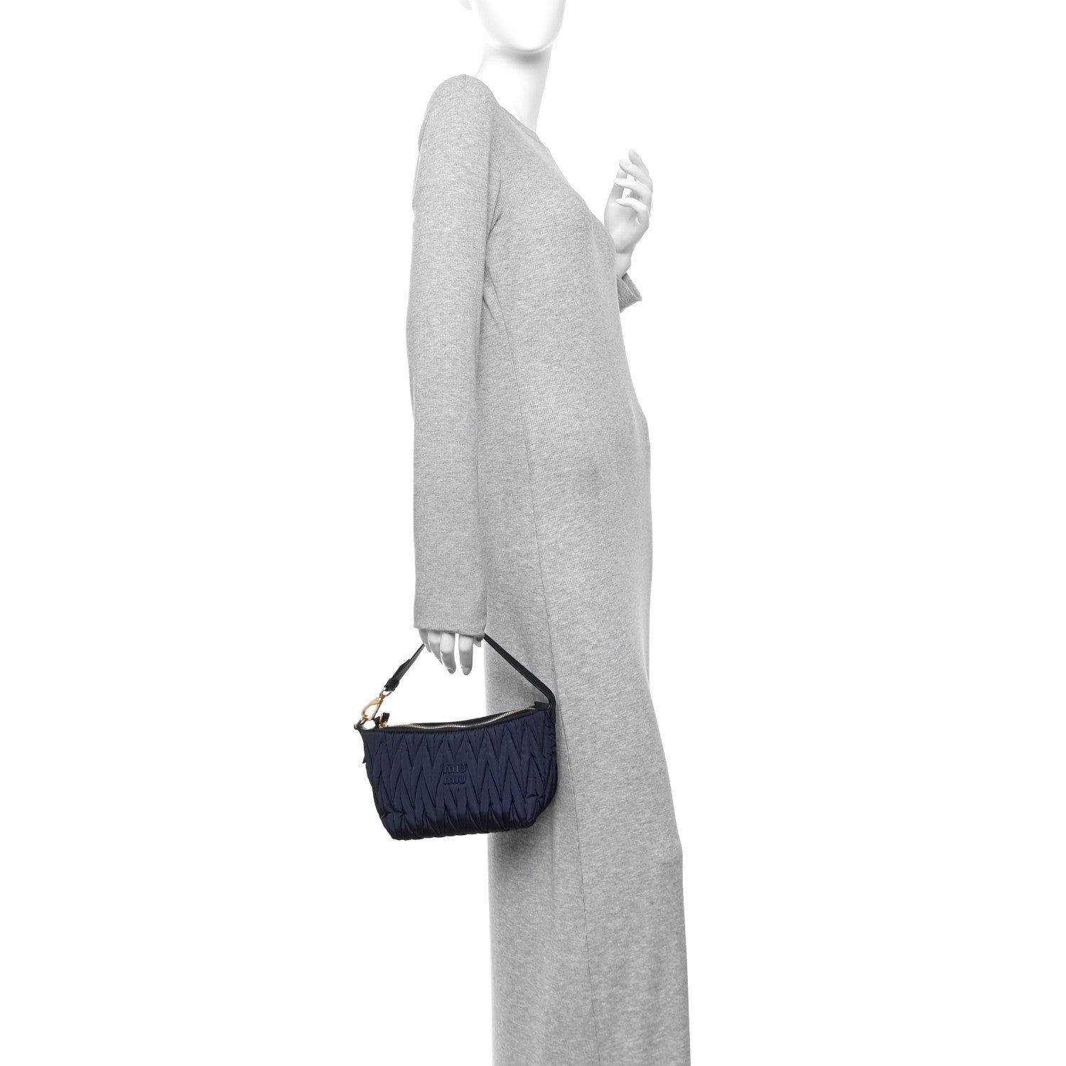 Miu Miu Tessuto Nylon Matelasse Pouch Baltico 2 of 11