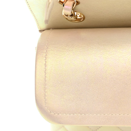 Chanel Iridescent Lambskin Quilted Medium Double Flap Ivory 10 of 12