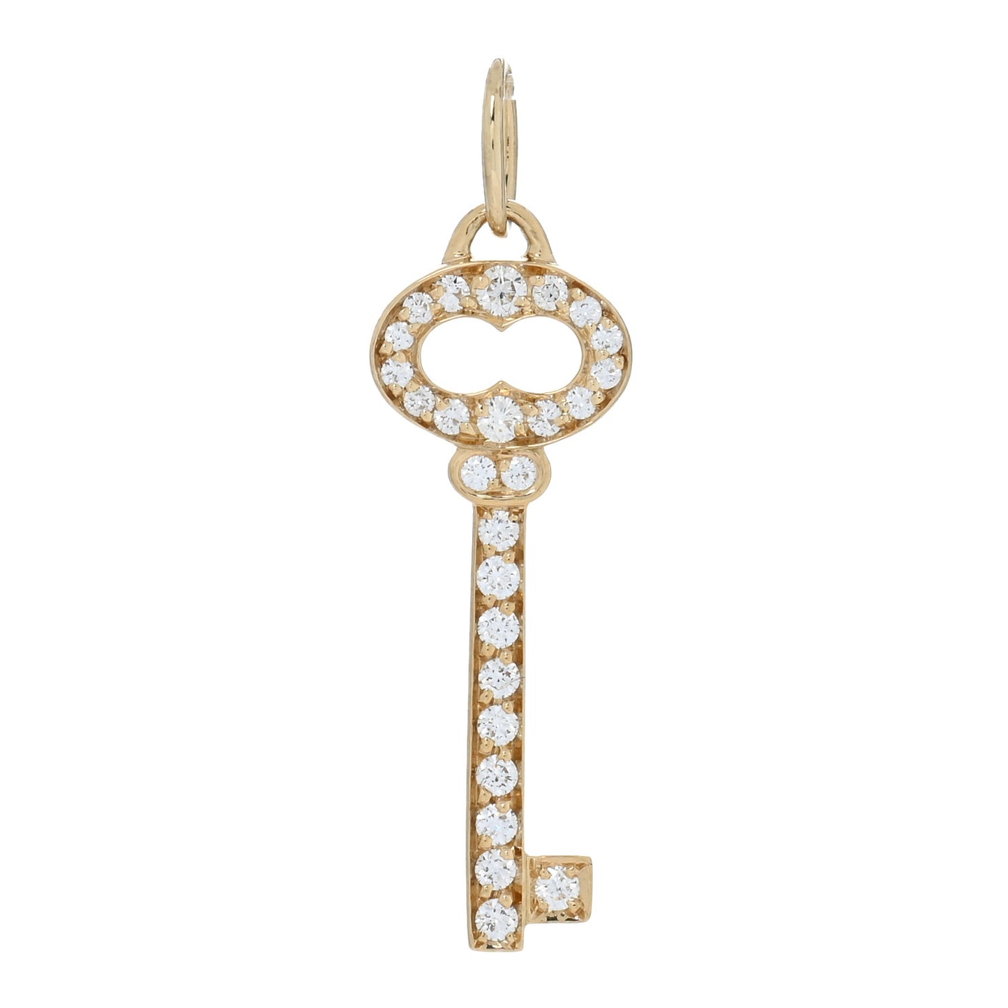 18K Yellow Gold Diamond Mini Vintage Oval Key Pendant