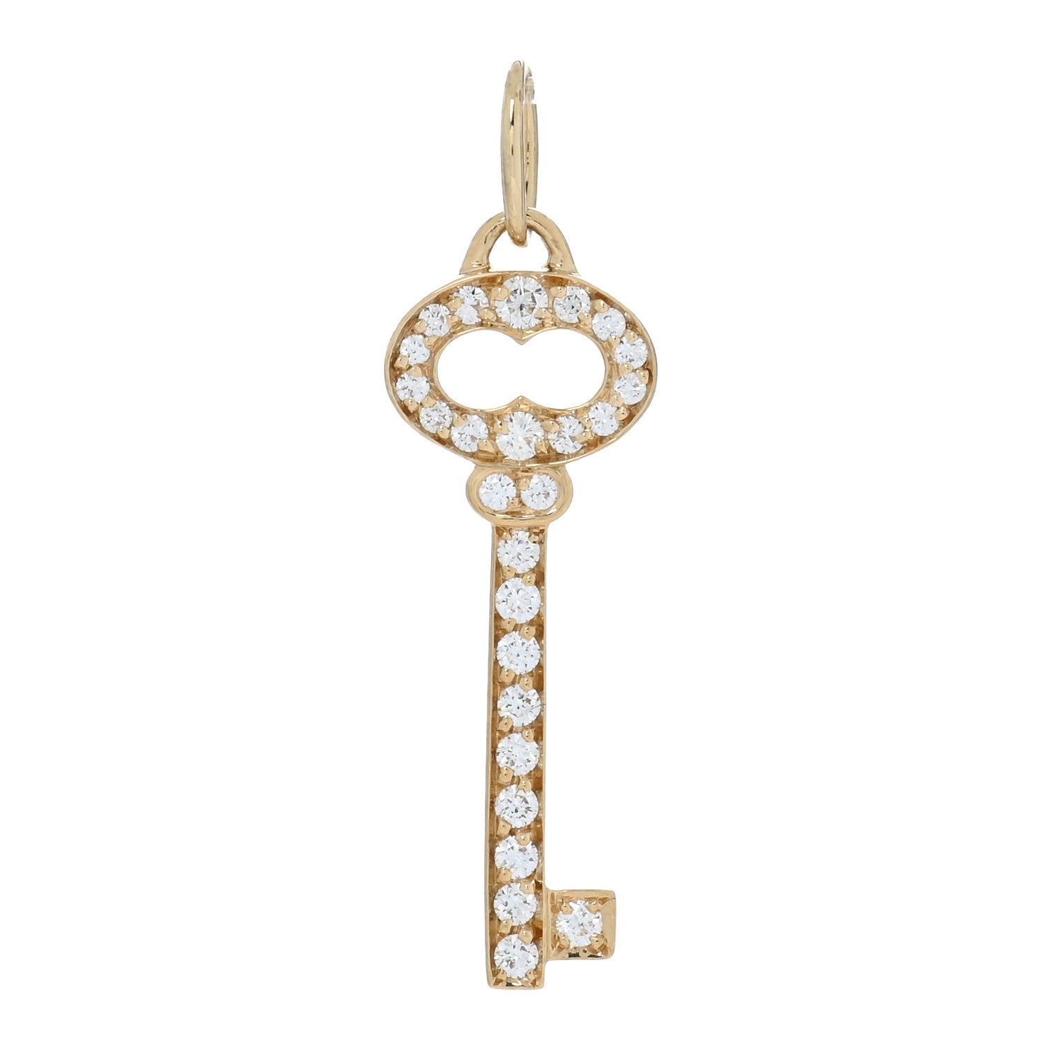 Tiffany 18K Yellow Gold Diamond Mini Vintage Oval Key Pendant 1 of 5