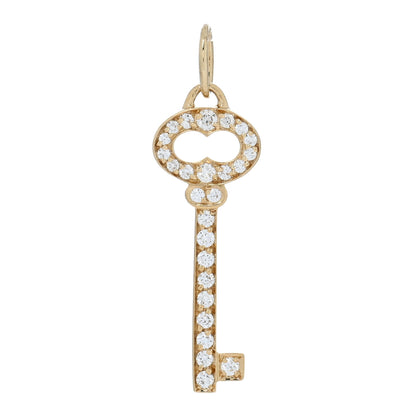 Tiffany 18K Yellow Gold Diamond Mini Vintage Oval Key Pendant 1 of 5