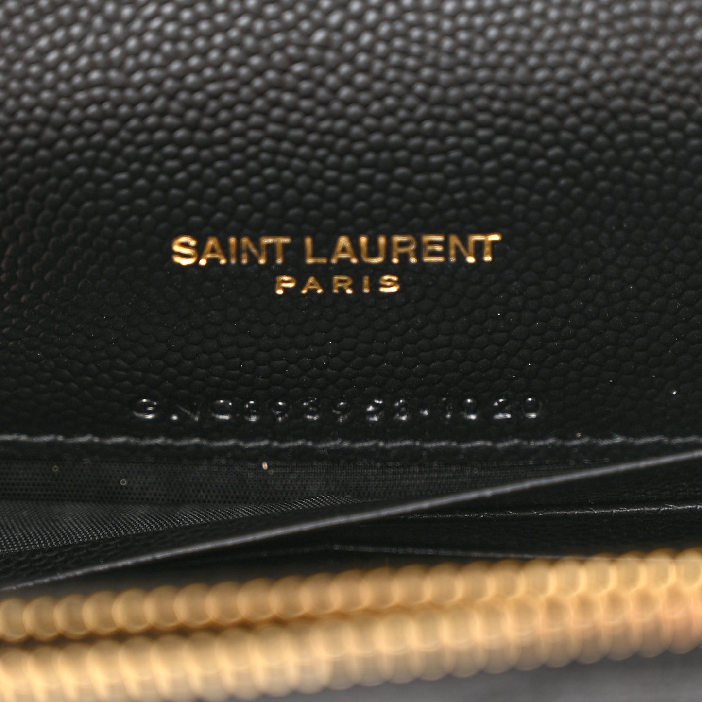 Grain De Poudre Matelasse Chevron Monogram Envelope Chain Wallet Black