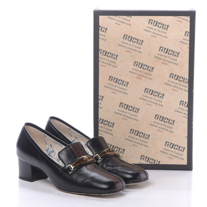 Gucci Goatskin Feline Ginger Loafer Pumps 37 Black Light Brown 10 of 10
