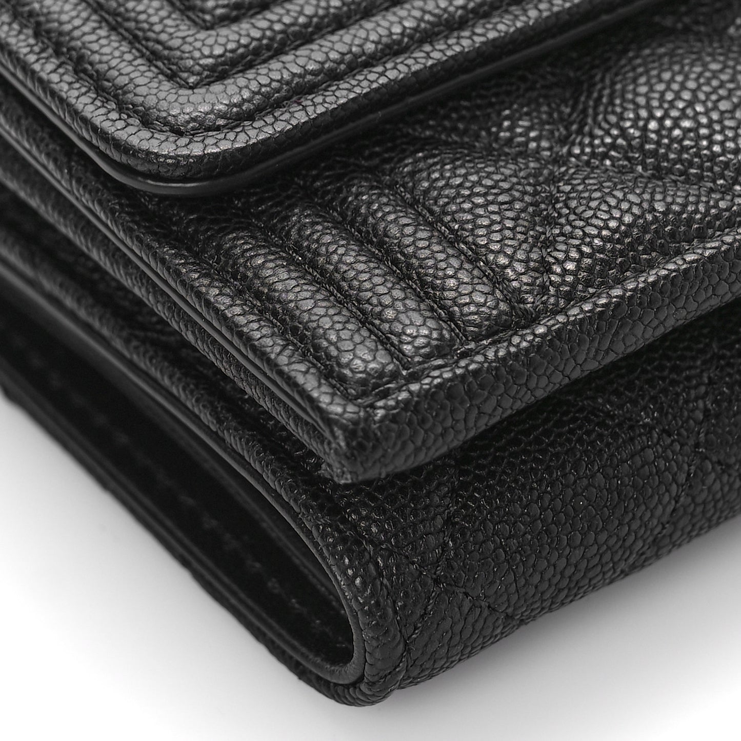 Caviar Quilted Small Boy Flap Wallet Black
