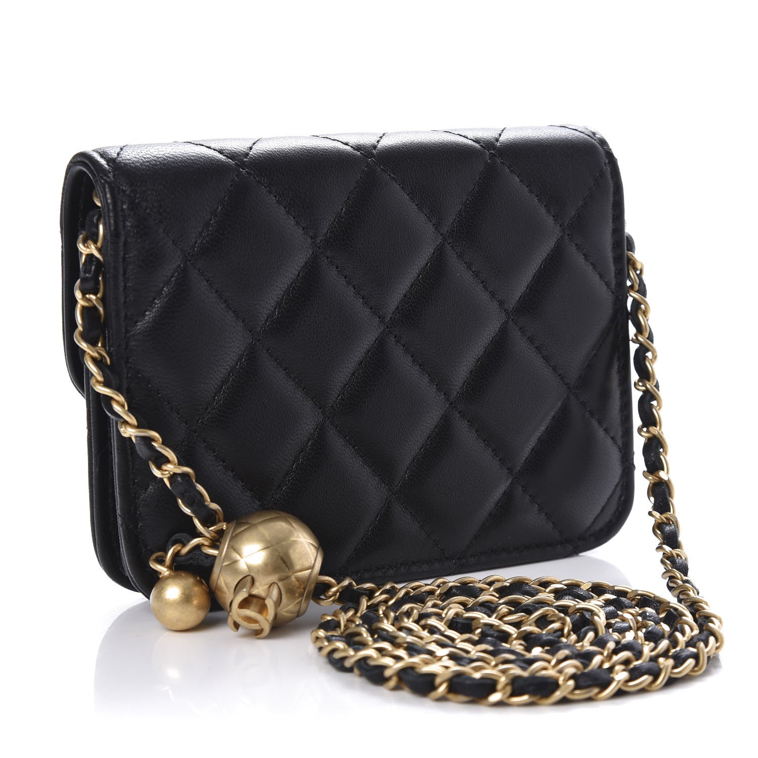 Chanel Lambskin Quilted Pearl Crush Clutch With Chain Black 3 of 11
