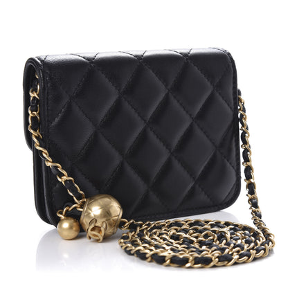 Chanel Lambskin Quilted Pearl Crush Clutch With Chain Black 3 of 11
