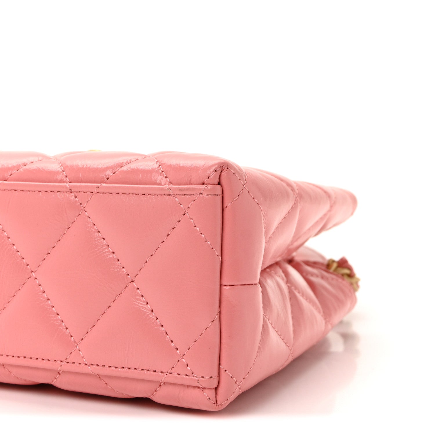 Chanel Shiny Aged Calfskin Quilted Nano Kelly Shopper Coral Pink 19 of 19