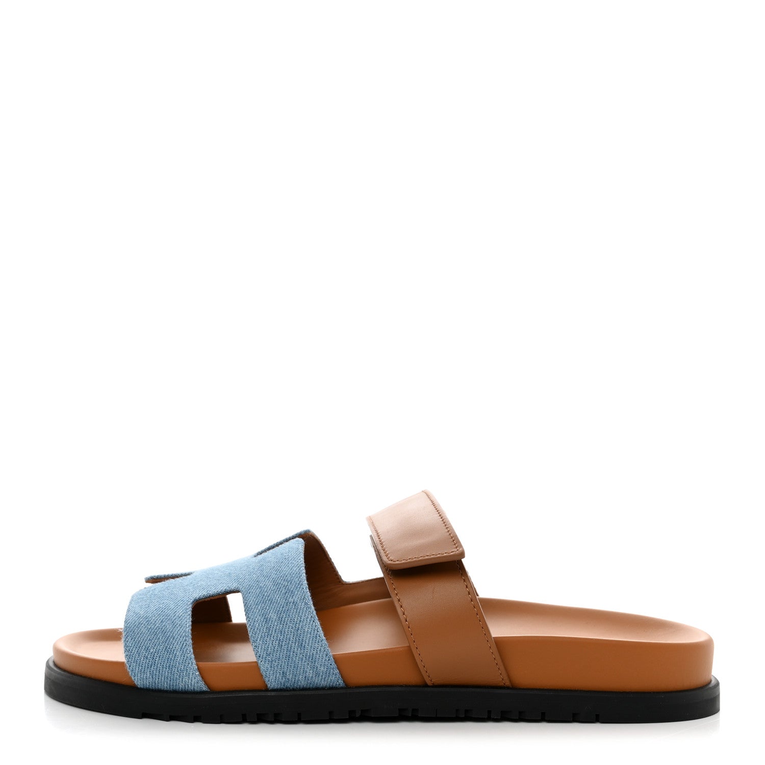 Hermes Denim Calfskin Womens Chypre Sandals 41 Bleu Clair Naturel 1 of 8