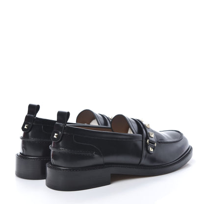 Valentino Garavani Calfskin Rockstud Abraded Loafers 39.5 Black 4 of 7