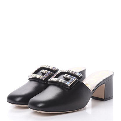 Gucci Malaga Kid Crystal Square G Madelyn Mules 36 Black 3 of 9