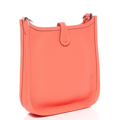 Hermes Taurillon Clemence Amazone Evelyne TPM Crevette and Rouge Casaque 3 of 16