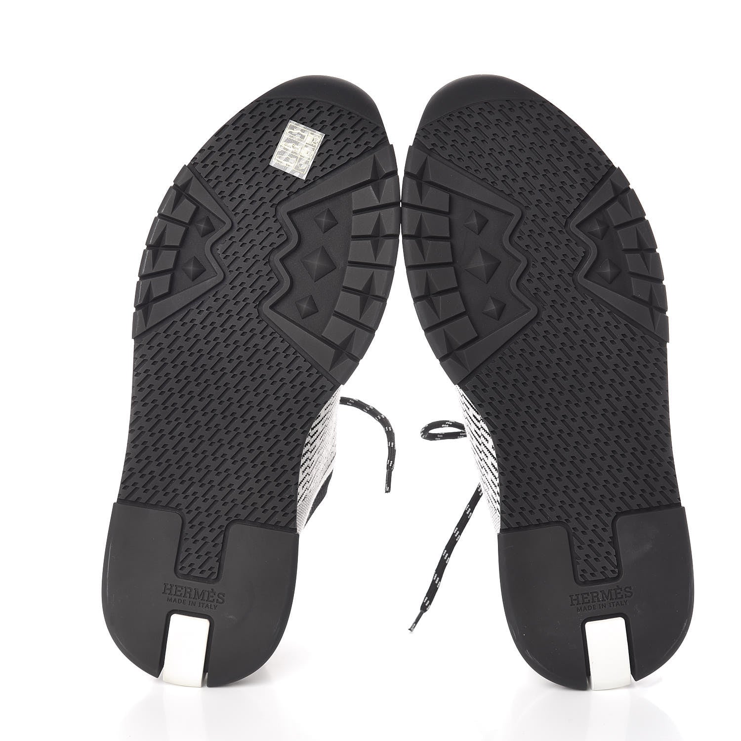 Hermes Knit Goatskin Mens Addict Sneakers 45 Black White 5 of 7