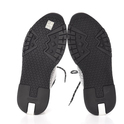 Hermes Knit Goatskin Mens Addict Sneakers 45 Black White 5 of 7
