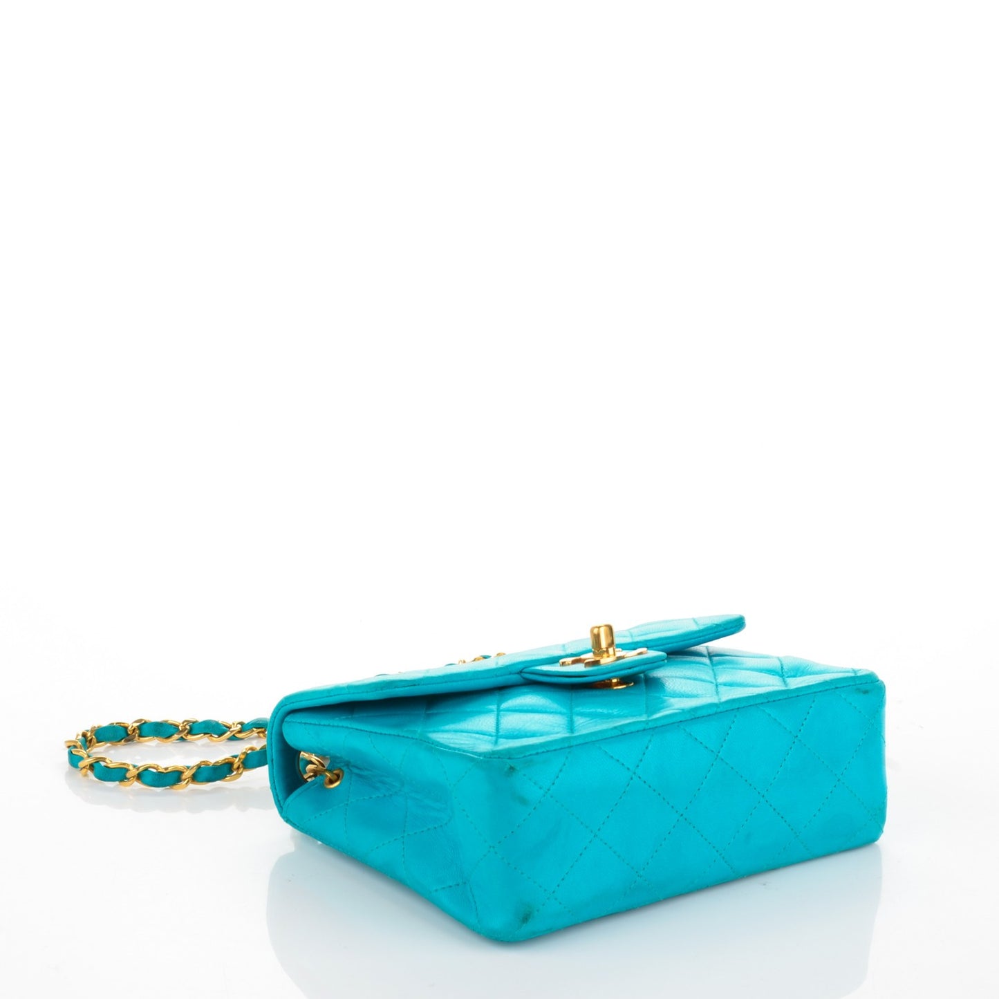 Lambskin Quilted Mini Square Flap Turquoise