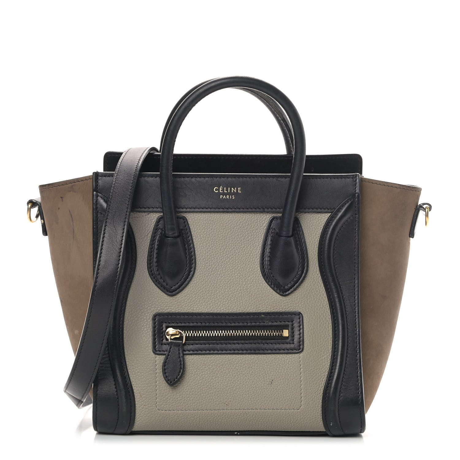 Celine Smooth Drummed Calfskin Nano Tri-Color Luggage Stone 1 of 16