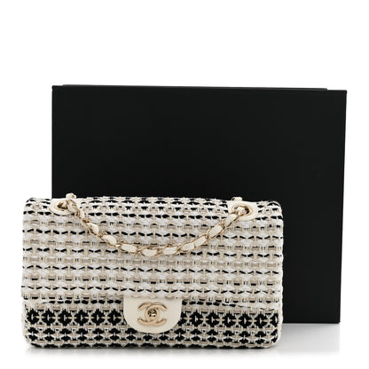 Chanel Cotton Raffia Lambskin Woven Medium Single Flap Beige Beige Black 10 of 10