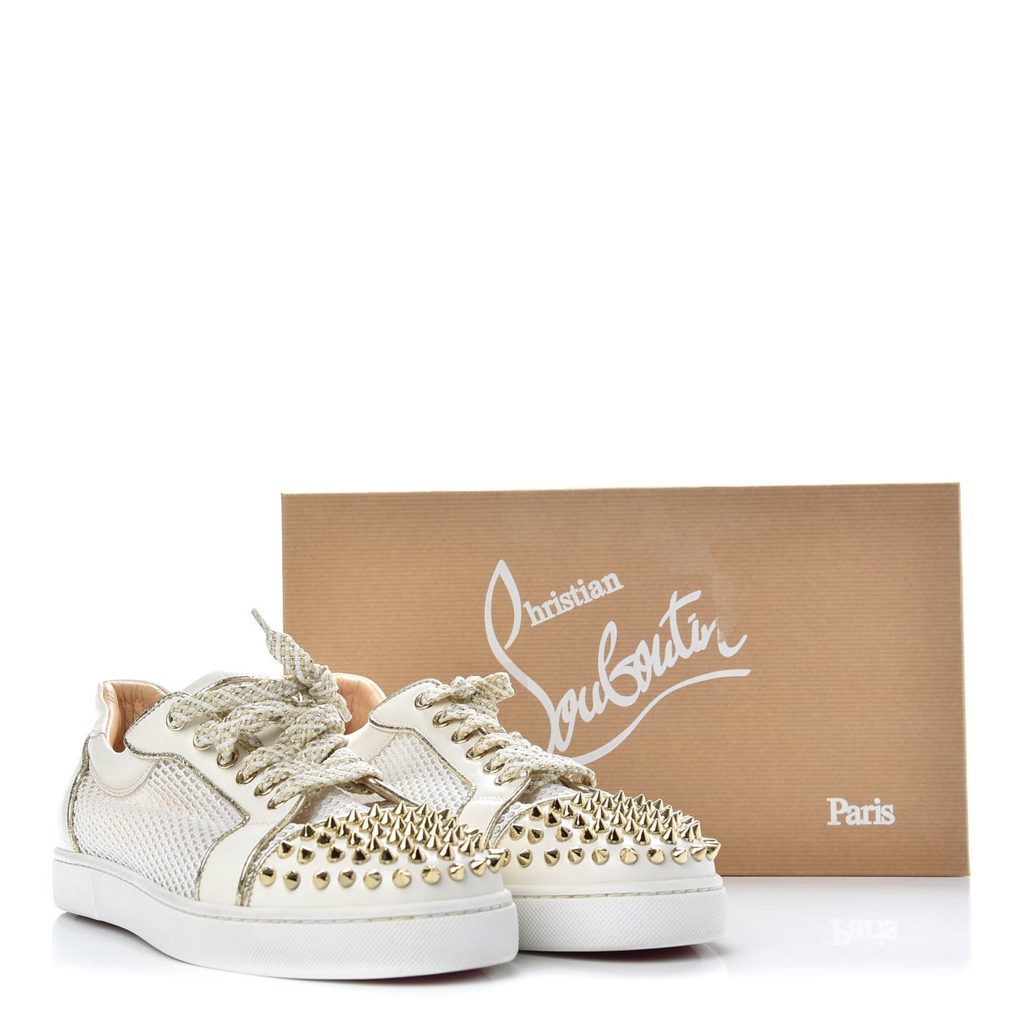 Nappa Spikes Womens Vieira Flat Sneakers 40.5 Latte Light Gold