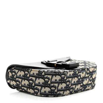 Christian Dior Oblique Jacquard Grained Calfskin Saddle Pouch With Strap Beige Black 4 of 11