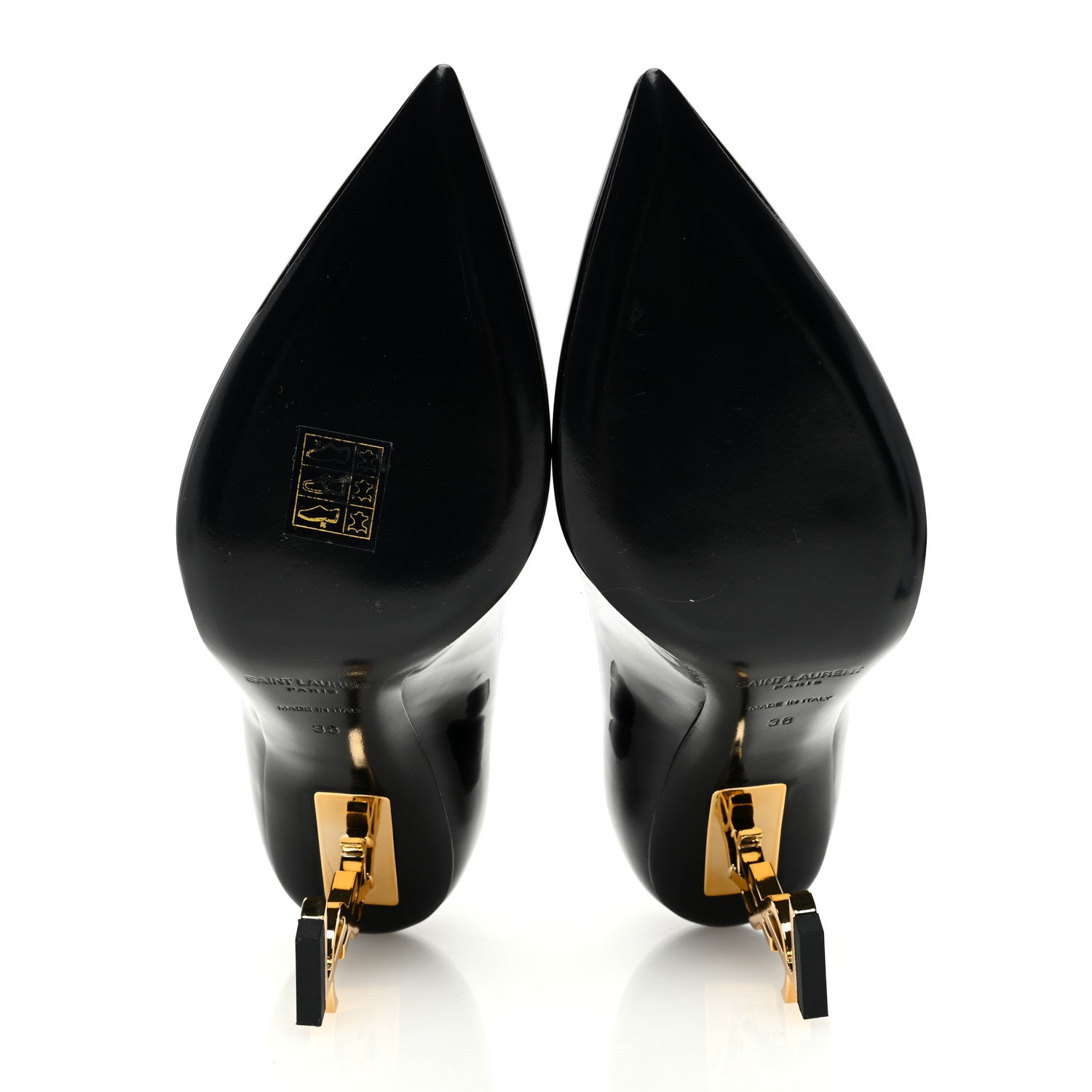 Saint Laurent Patent Calfskin Opyum 85 Pumps 38 Black Gold 5 of 7