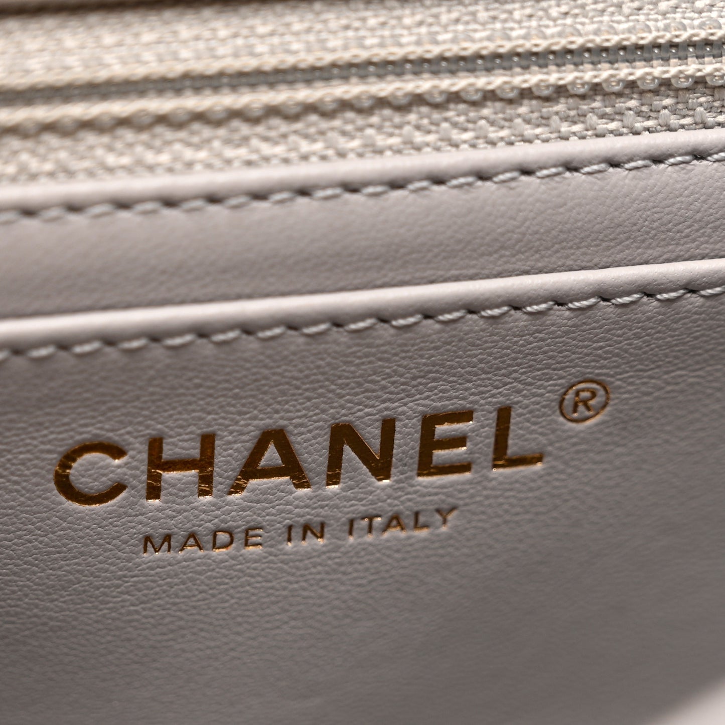 Lambskin Quilted Mini Pearl Crush Flap Light Grey