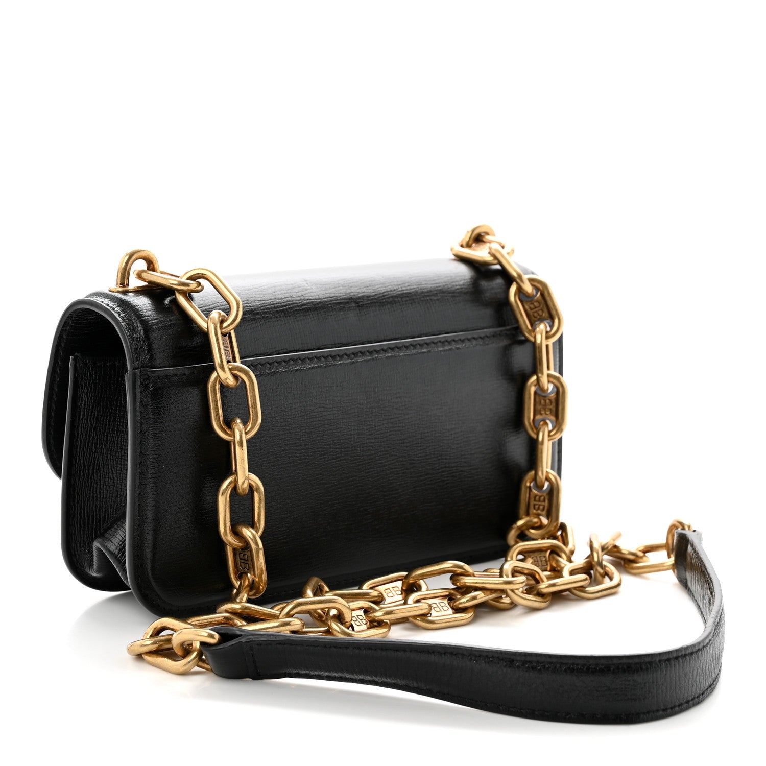 Balenciaga Calfskin Stripe Embossed Gossip Chain Bag XS Black 3 of 9