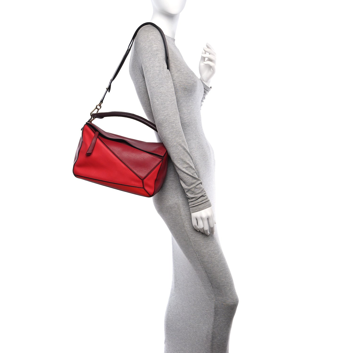 Loewe Calfskin Colorblock Medium Puzzle Bag Red 2 of 12