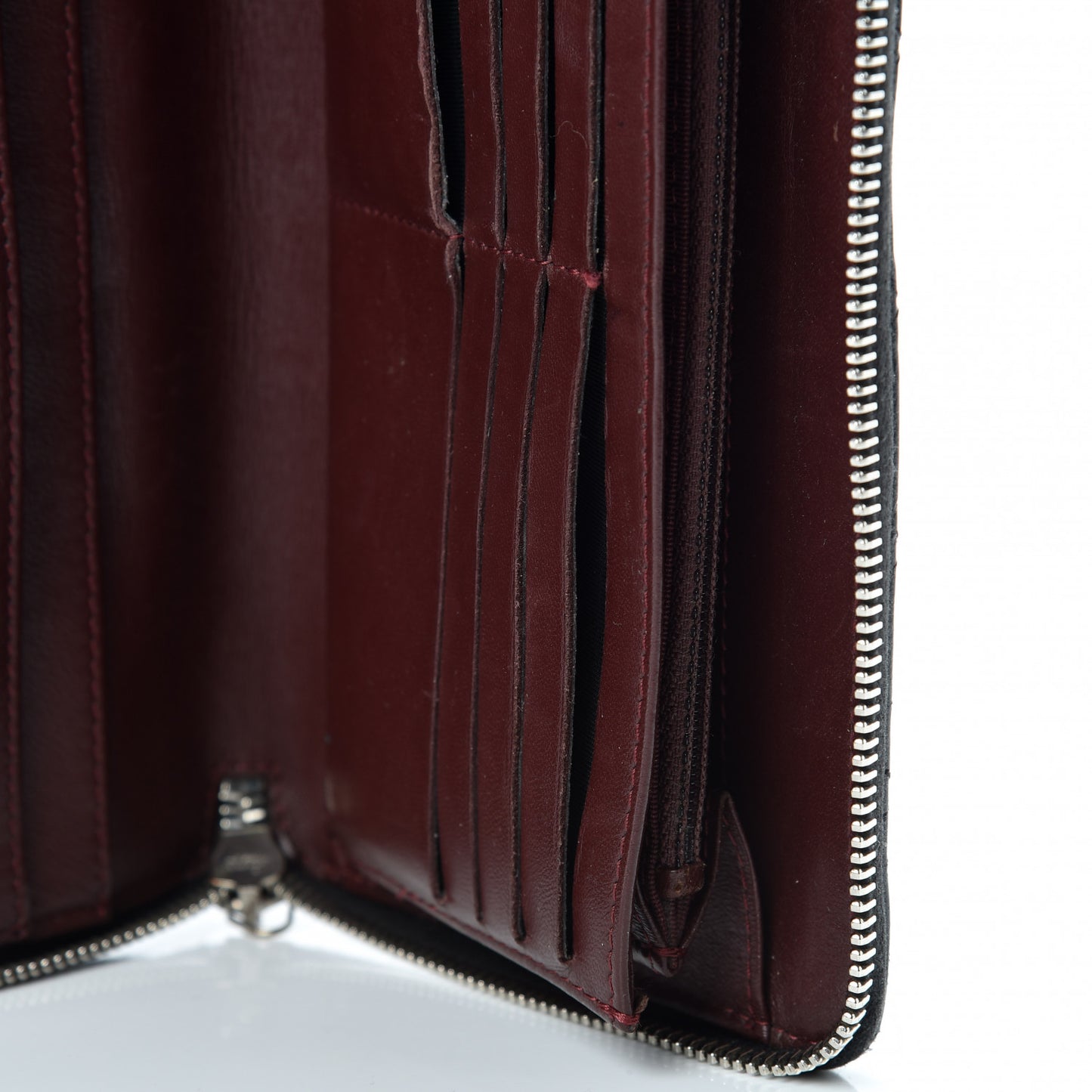Lambskin Quilted Large Zip Around Organizer Wallet Black