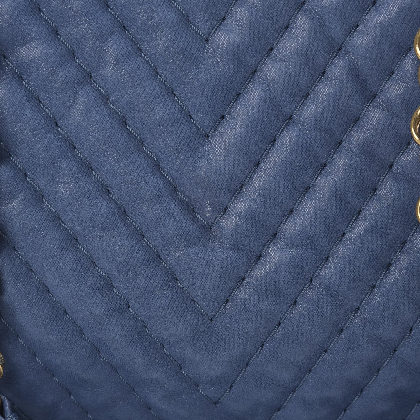 Iridescent Calfskin Surpique Chevron Tote Blue