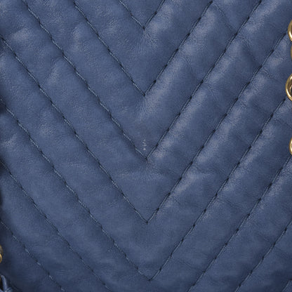 Chanel Iridescent Calfskin Surpique Chevron Tote Blue 12 of 12