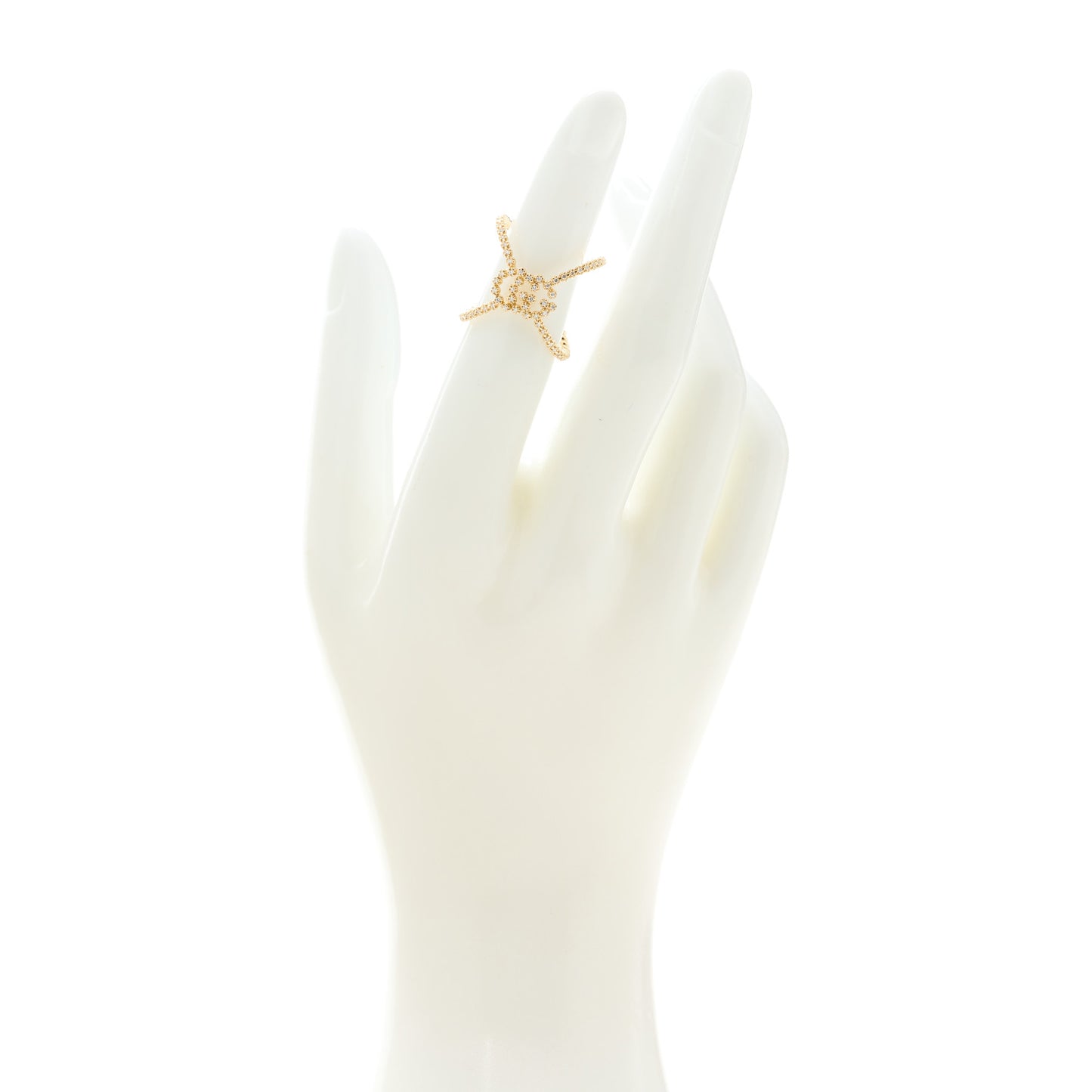 18K Yellow Gold Diamond GG Running X Ring 48 4.5