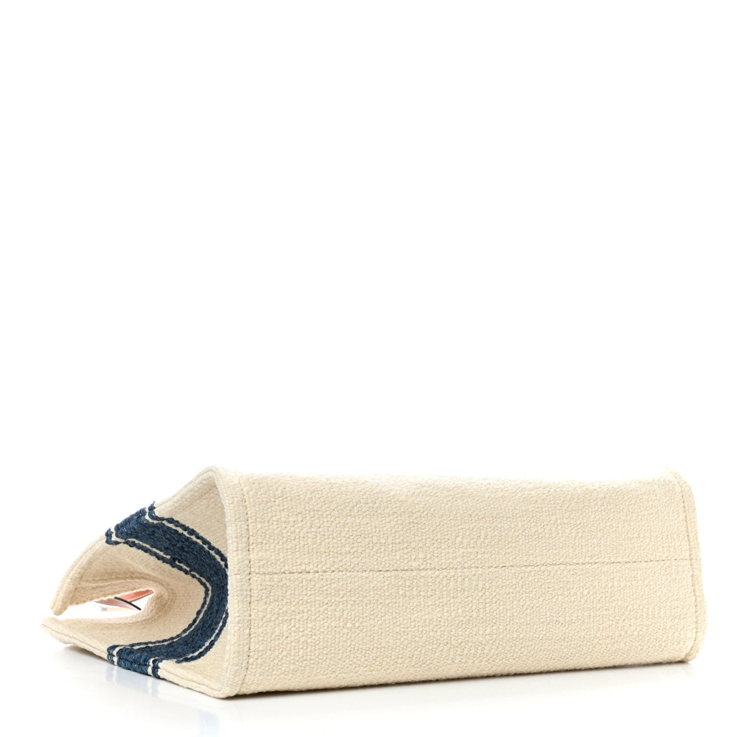 Celine Canvas Calfskin Jacquard Vertical Cabas Blue Tan 4 of 8