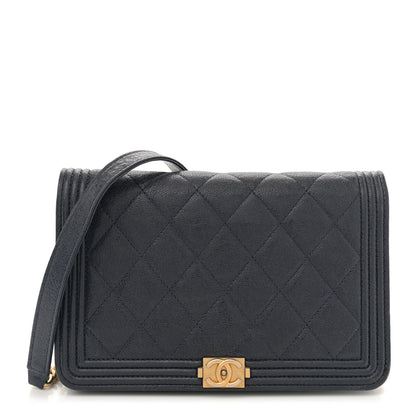 Chanel Caviar Quilted Boy Wallet On Chain WOC Navy 1 of 13