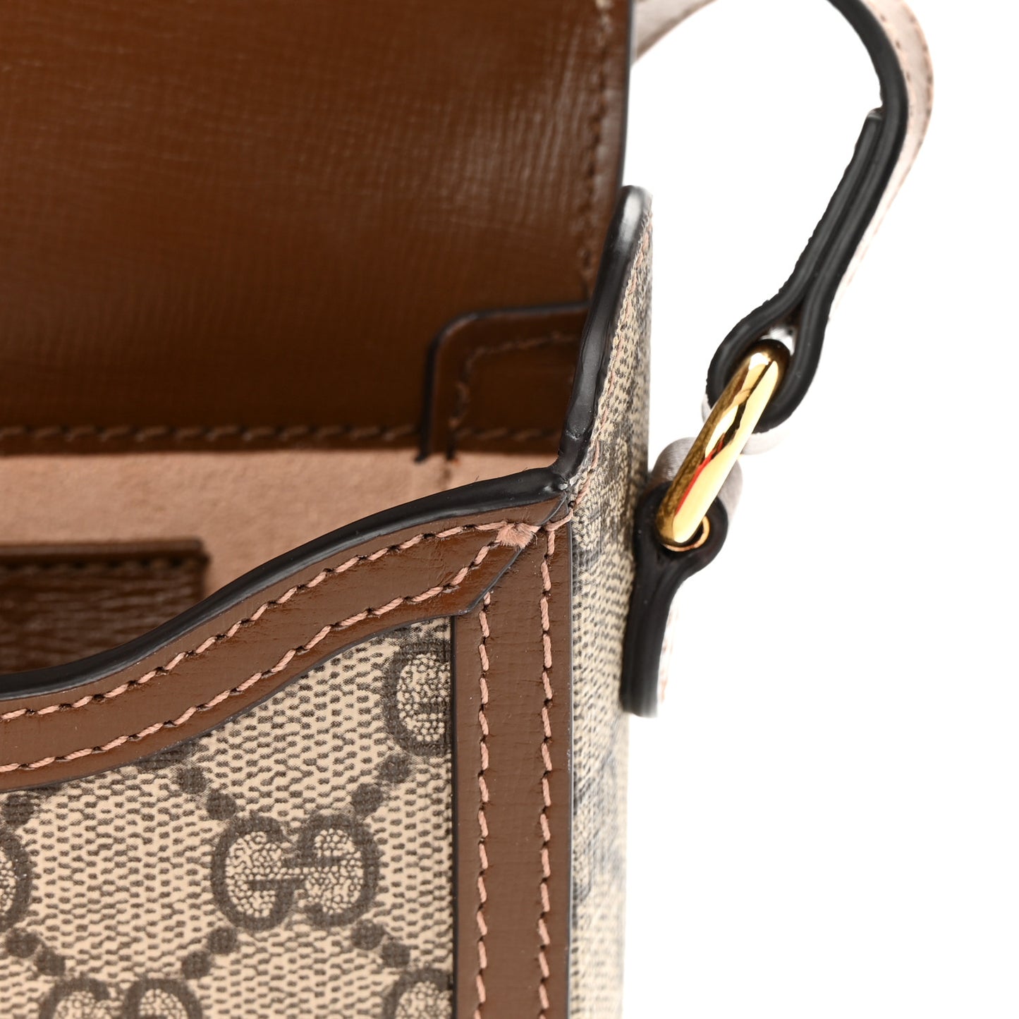 GG Supreme Monogram Mini Horsebit 1955 Crossbody Bag Beige Brown Sugar