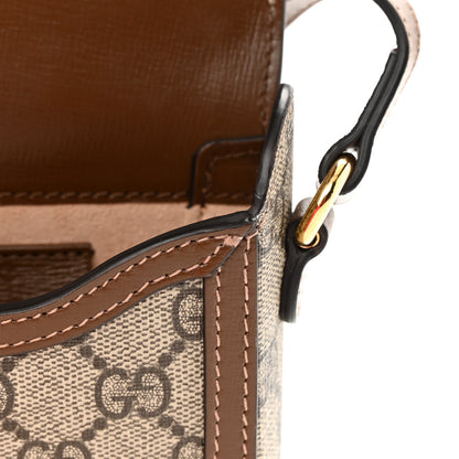 Gucci GG Supreme Monogram Mini Horsebit 1955 Crossbody Bag Beige Brown Sugar 12 of 16