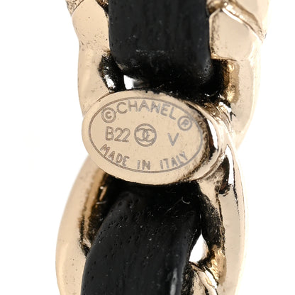 Chanel Metal Lambskin Quilted CC Turnlock Chain Hoop Earrings Gold Black 4 of 4
