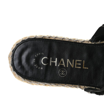 Chanel Lambskin CC Espadrille Mules 36 Black 7 of 8