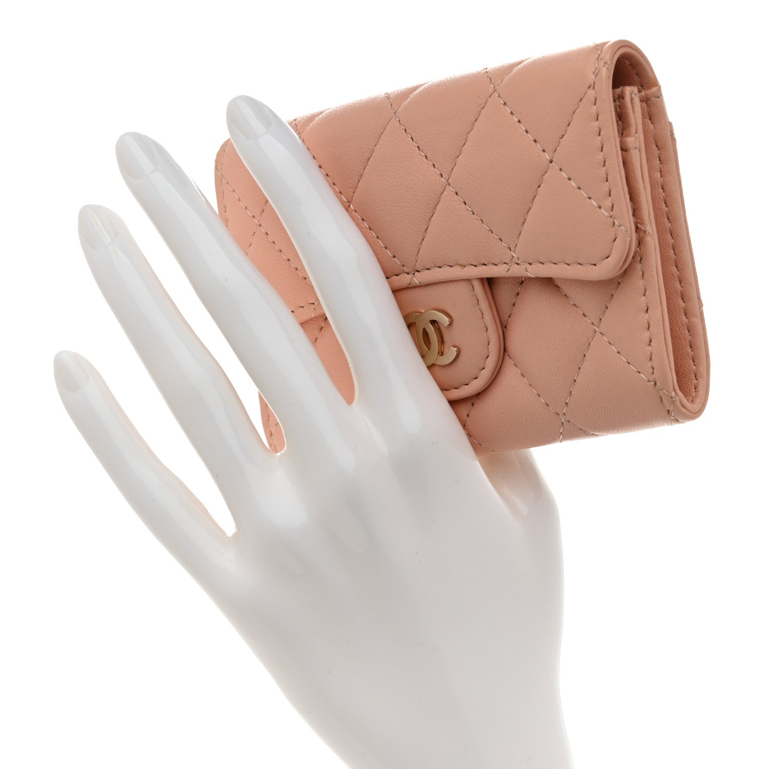 Chanel Lambskin Quilted Flap Card Holder Wallet Pink 2 of 8