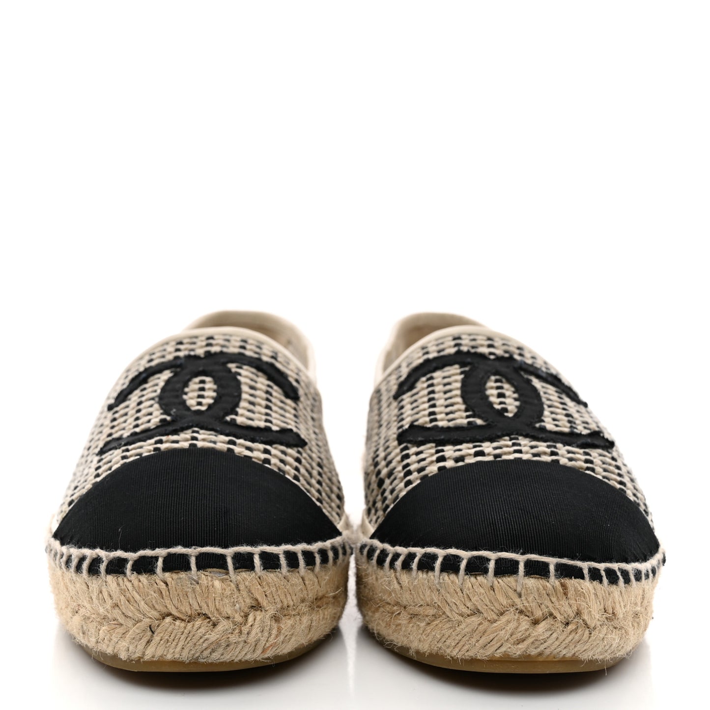 Mesh Grosgrain CC Espadrilles 40 Beige Black