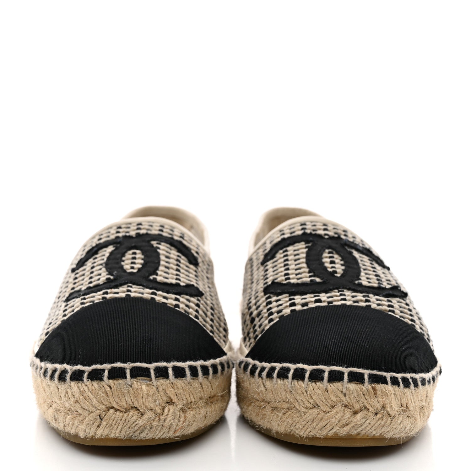 Chanel Mesh Grosgrain CC Espadrilles 40 Beige Black 3 of 8