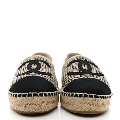 Chanel Mesh Grosgrain CC Espadrilles 40 Beige Black 3 of 8