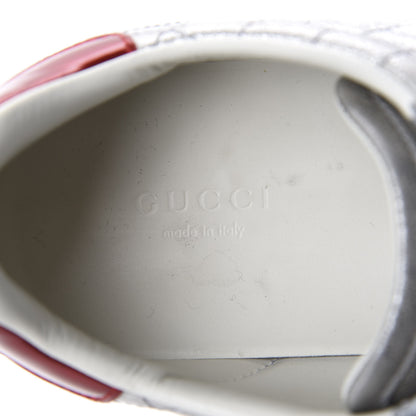 Gucci Laminated Nappa Crystal Web Bee Embroidered Trapuntata Womens Ace Platform Sneakers 36.5 Argento 7 of 12