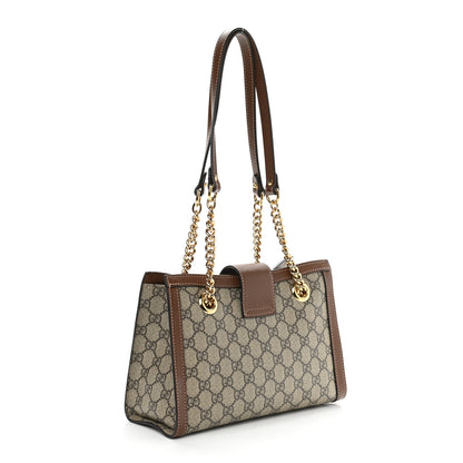 Gucci GG Supreme Monogram Calfskin Small Padlock Tote Beige Ebony Tuscany 4 of 11
