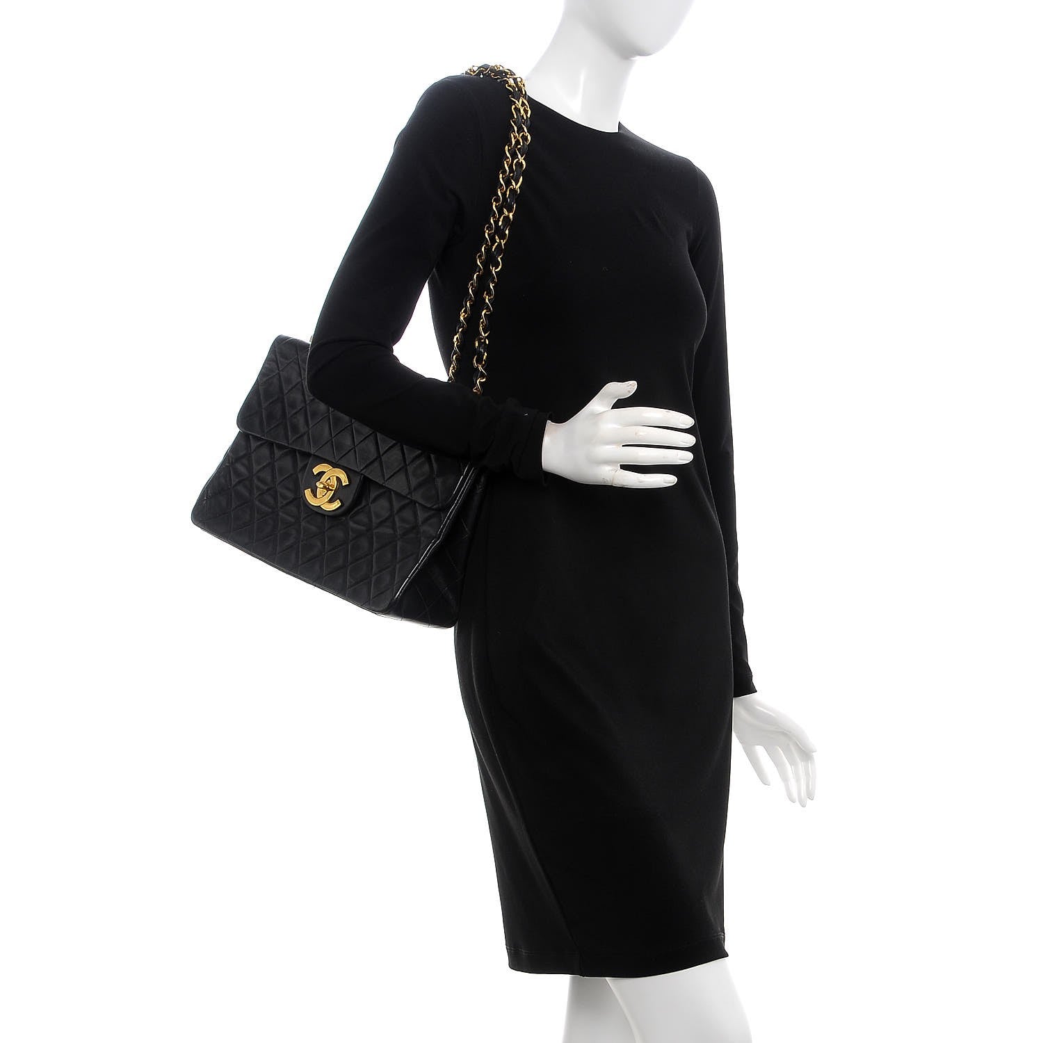 Chanel Lambskin Quilted XL Jumbo Single Flap Black 3 of 14