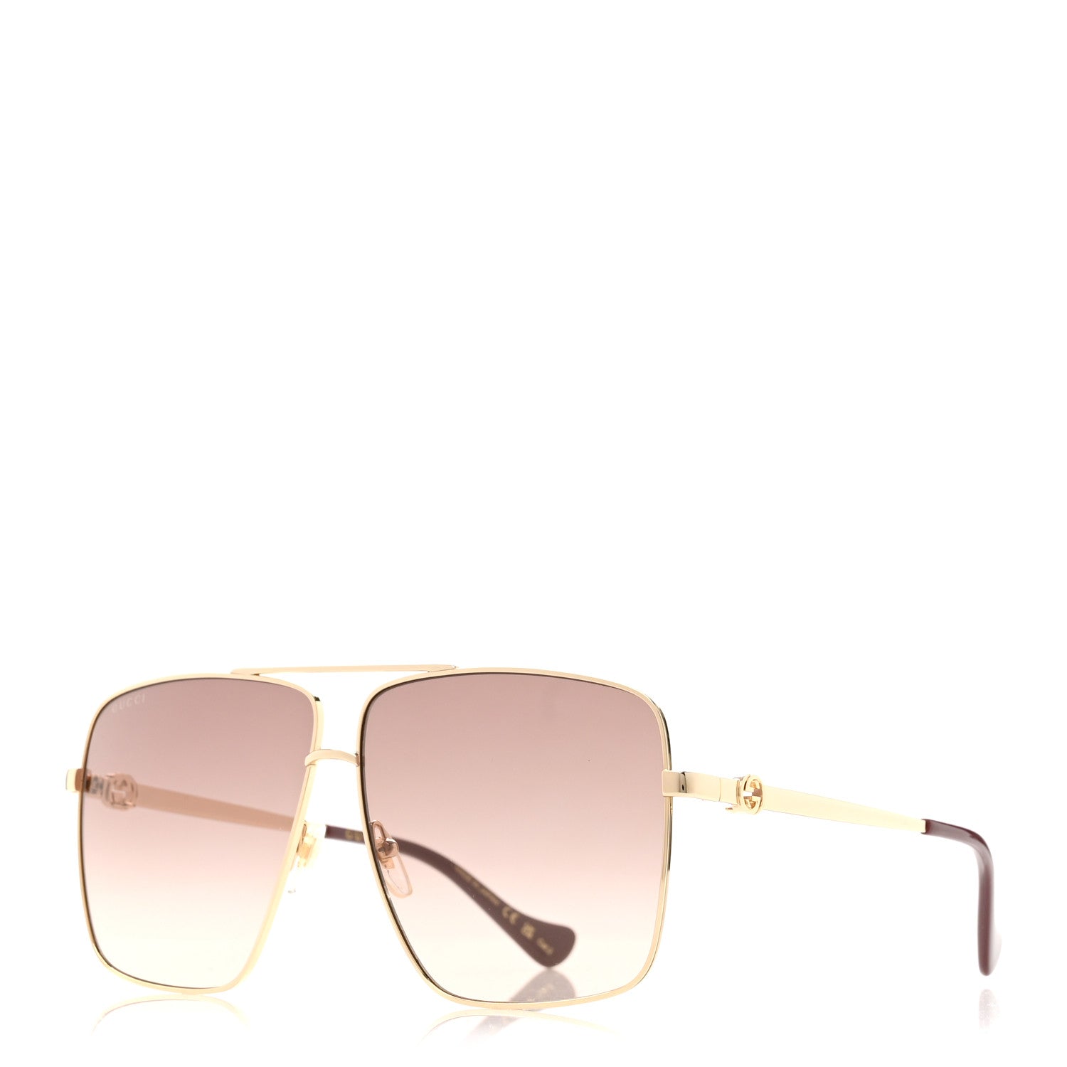 Gucci Metal Navigator Square Chain Sunglasses GG1087S Gold 1 of 8
