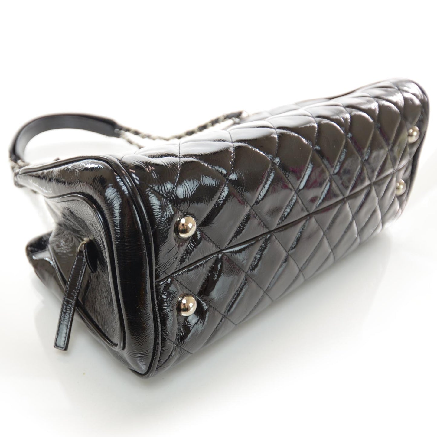 Patent Quilted Tote Black