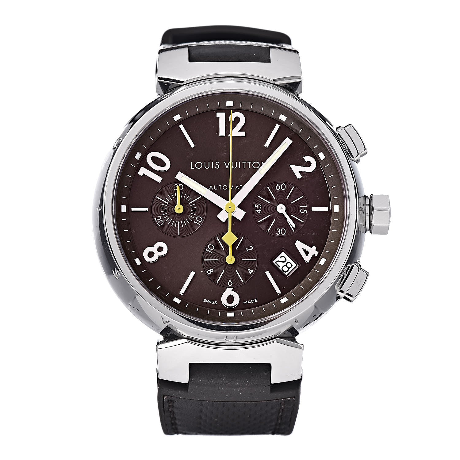 Louis Vuitton Stainless Steel Rubber 41mm Tambour Chronograph Automatic Watch Brown 1 of 9